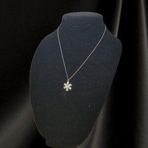 Religious Mother Mary & Baby Jesus Snowflake Pendant Necklace